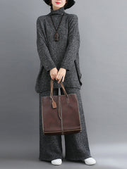 Loose Top Wide Leg Pants Casual Two-Piece Suit