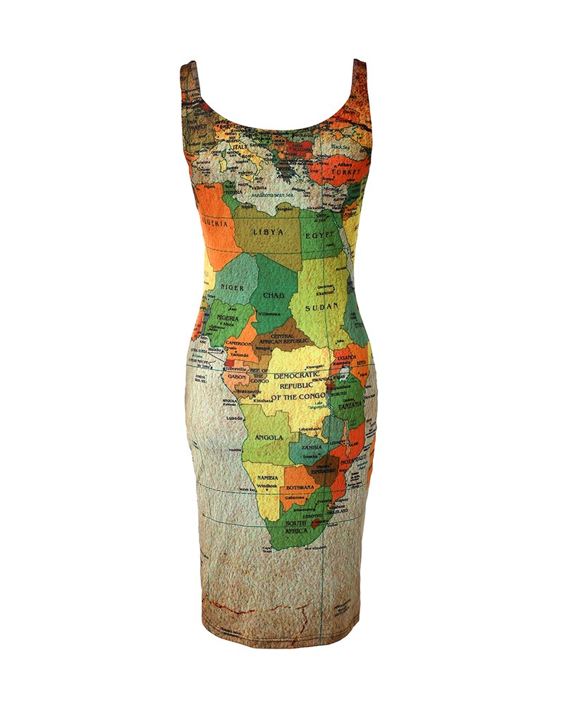 Print Sleeveless Bodycon Dress