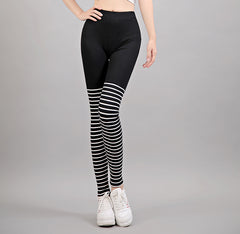 Women Striped Slim Legging Casual Pants