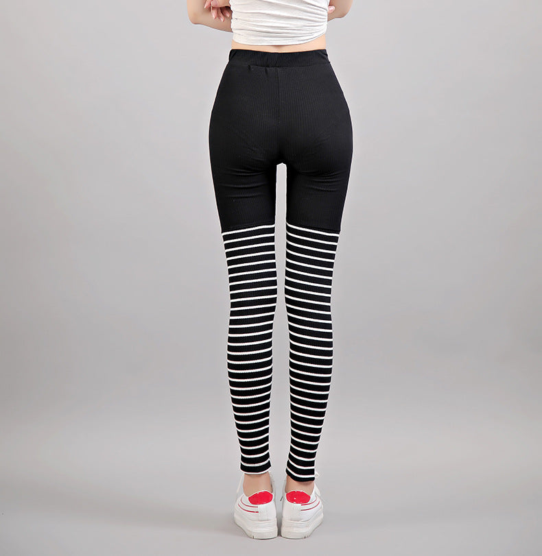 Women Striped Slim Legging Casual Pants