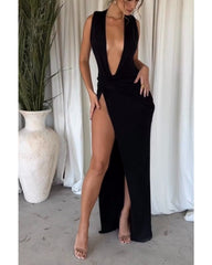 Ella Black Off Shoulder Formal Maxi Dress