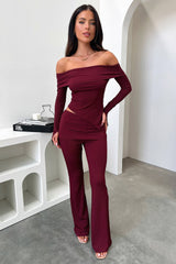 Fashionable one shoulder long sleeve two piece set