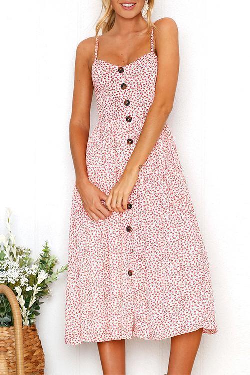 Sunflower Pineapple Pattern Sling Open Back Sexy Dress