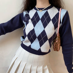 Argyle Knit Pullover Sweater