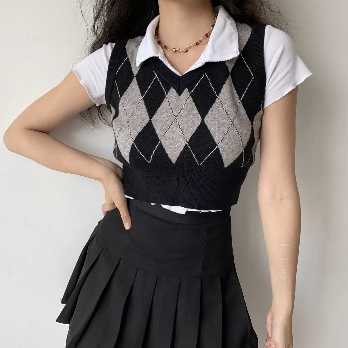 Babydoll Argyle Vest