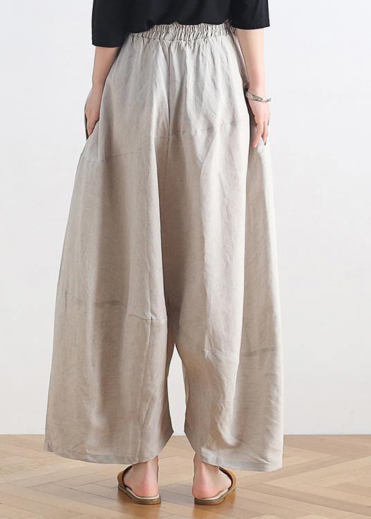 20 summer stitching thin women's new cotton and linen nude wide-leg pants