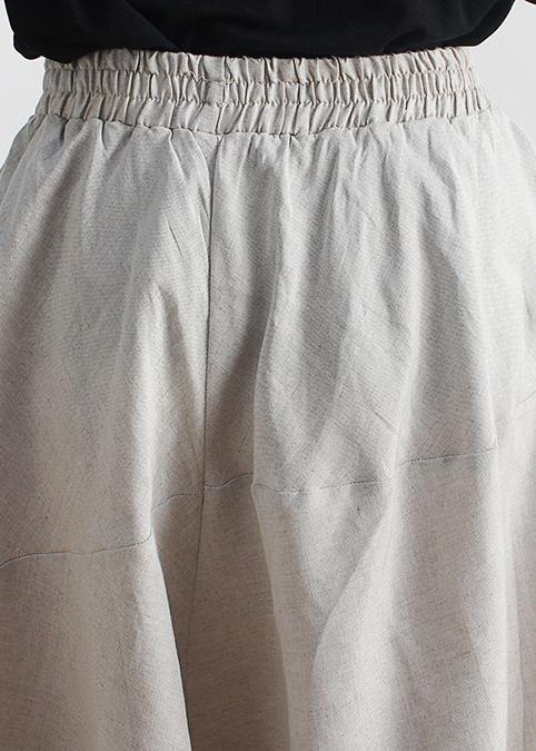 20 summer stitching thin women's new cotton and linen nude wide-leg pants