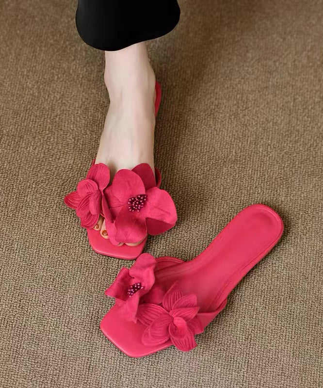 2024 French New Rose Petal Open Toe Slide Sandals