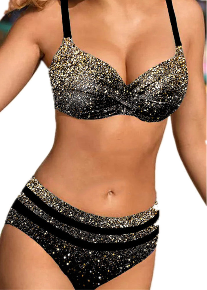 2024 New Black Spotted Bikini Swimwear Set