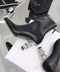 2024 New Versatile Silver Zipper Metal Heterotypic High Heel Boots