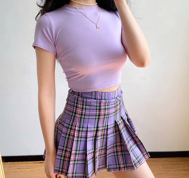 Eva Plaid Tennis Skirt // Purple