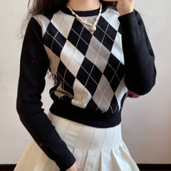 Argyle Knit Pullover Sweater