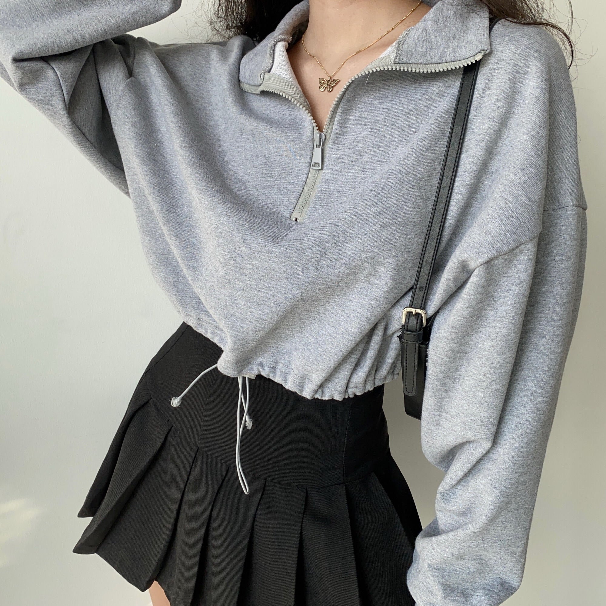 Basics Half Zip Drawstring Pullover