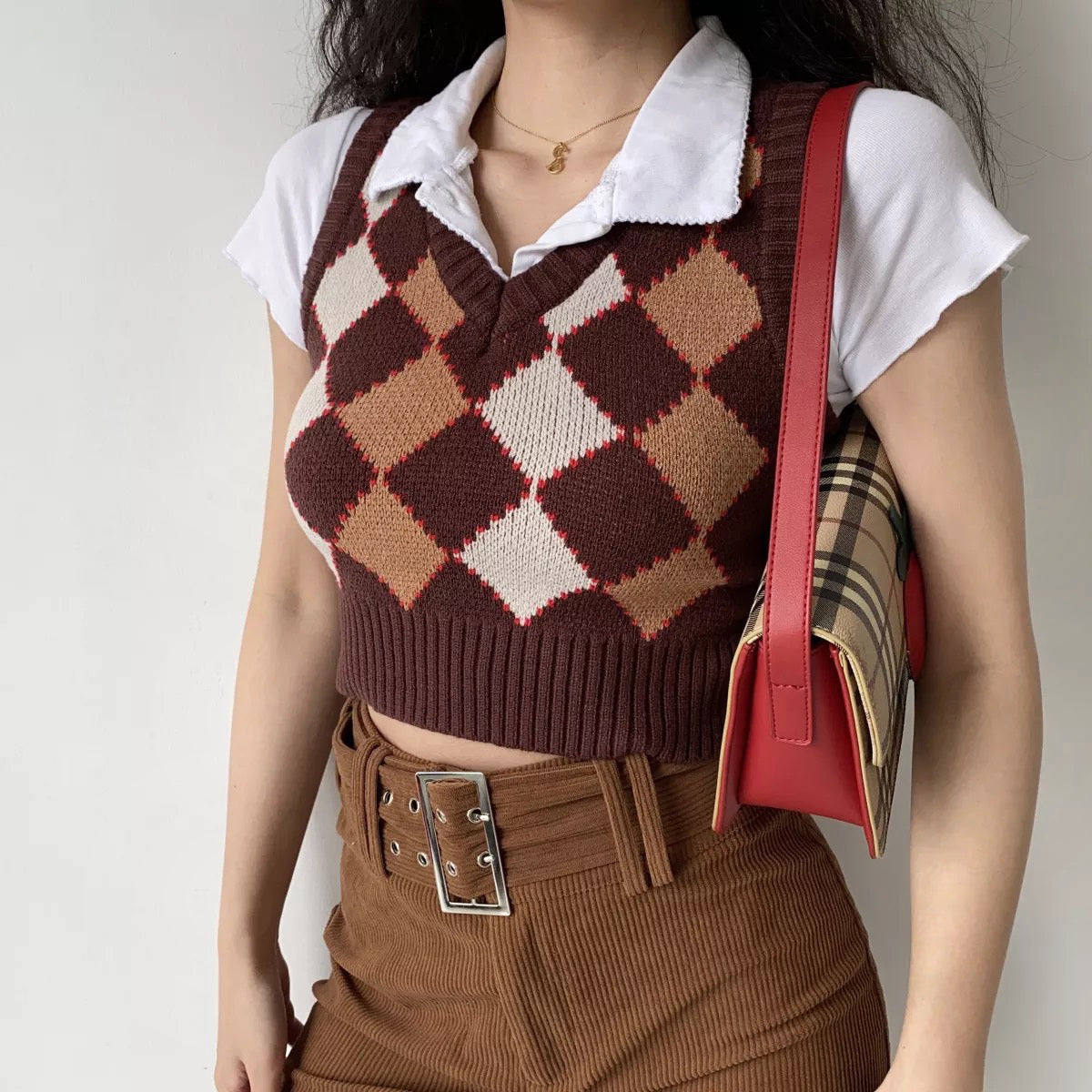 Antique Browns Argyle Vest