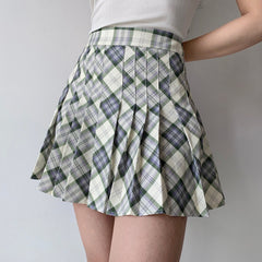 Seoul Style Plaid Tennis Skirt // Mint