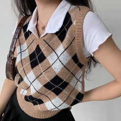 Almond Argyle Vest