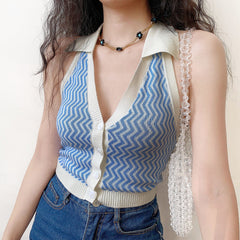 70s Retro Chevron Halter Vest