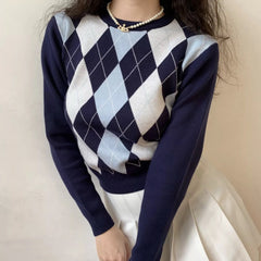 Argyle Knit Pullover Sweater