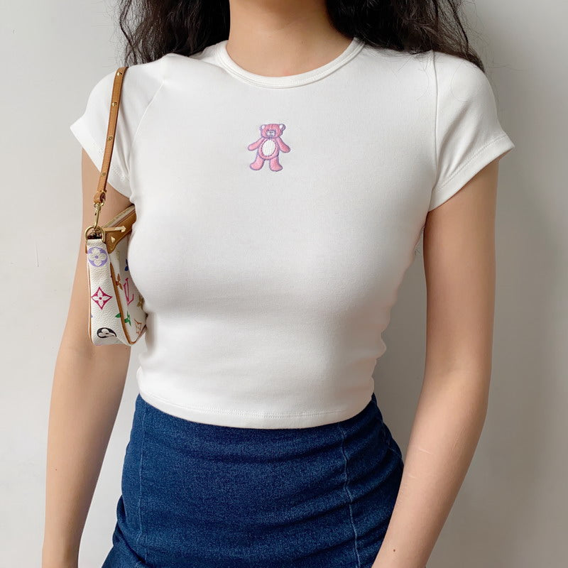 Embroidered Teddy Baby Tee ~ HANDMADE