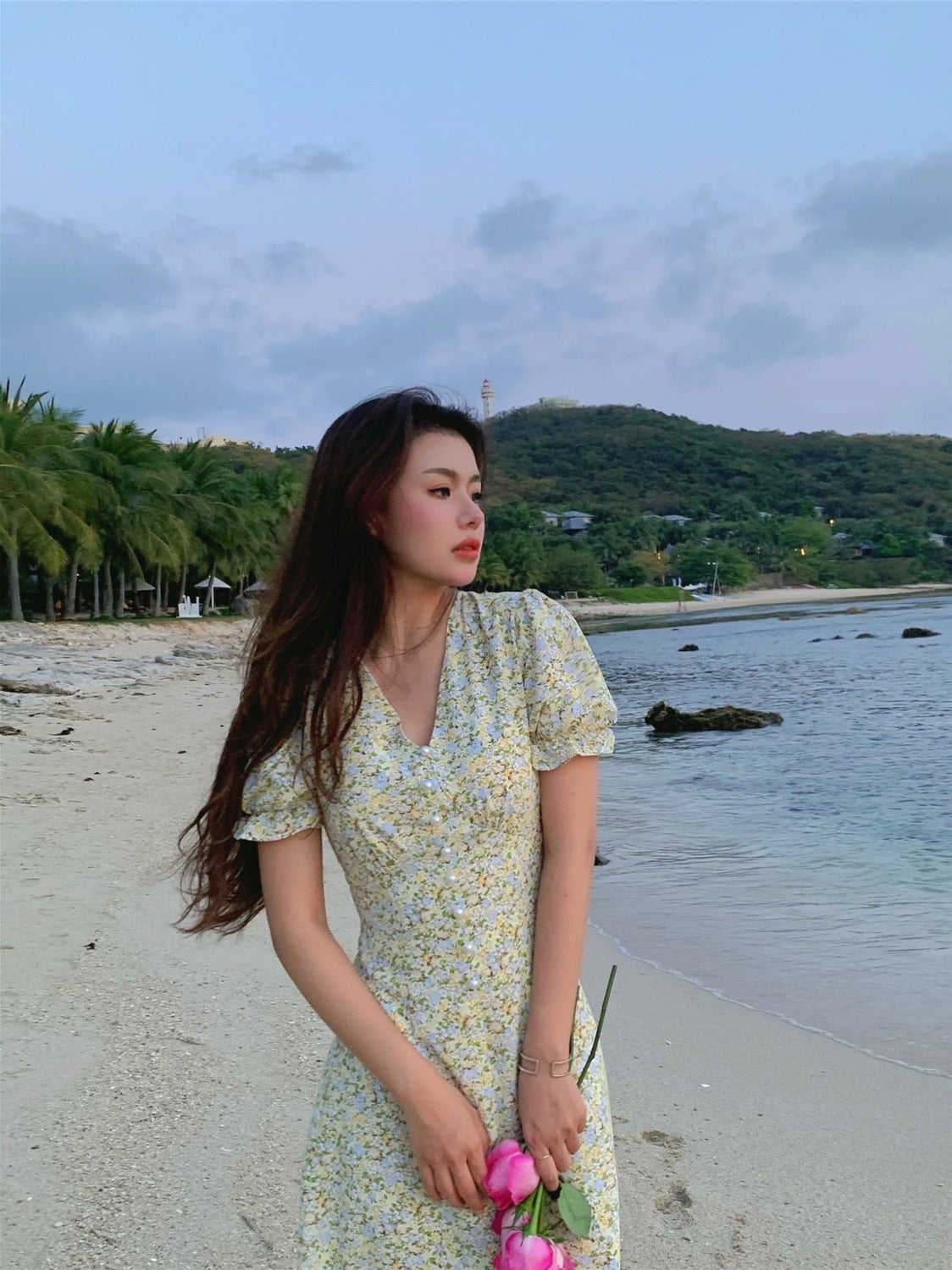 Bali Romance Pearl Midi Dress ~ HANDMADE