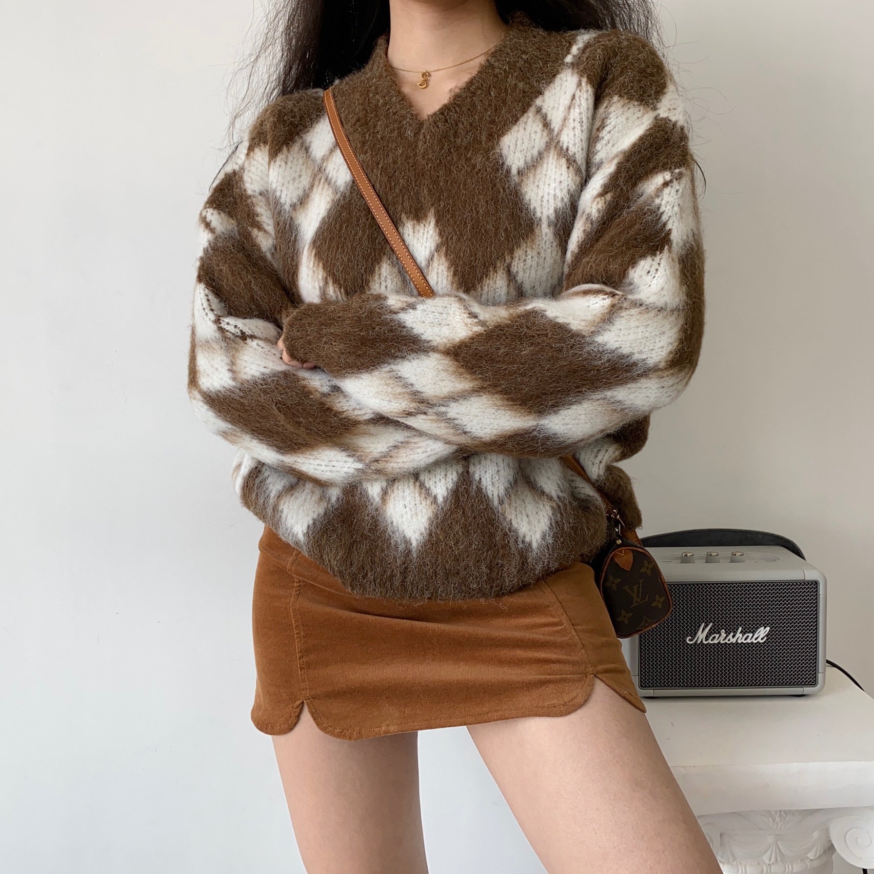 Aubrey Argyle Fuzzy Pullover