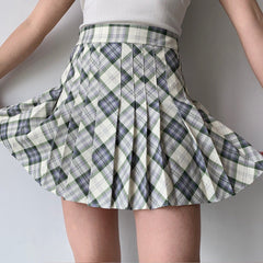 Seoul Style Plaid Tennis Skirt // Mint