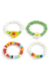 4Pcs Floral Beads Ring