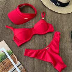 Fashion Solid Color Sling Split Bikini