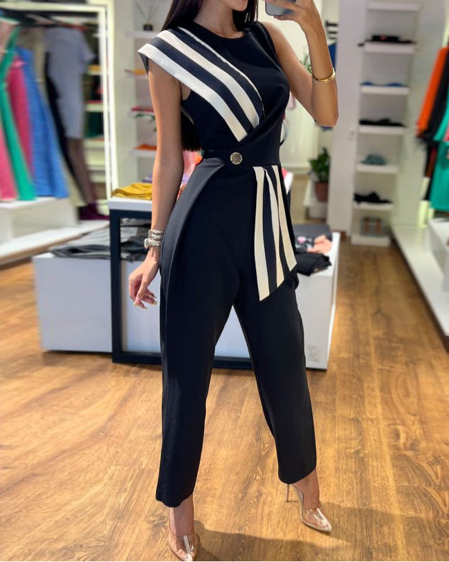 Color Panel Slim Fit Jumpsuit