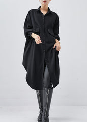 Fashion Black Oversized Cotton Holiday Dress Spring