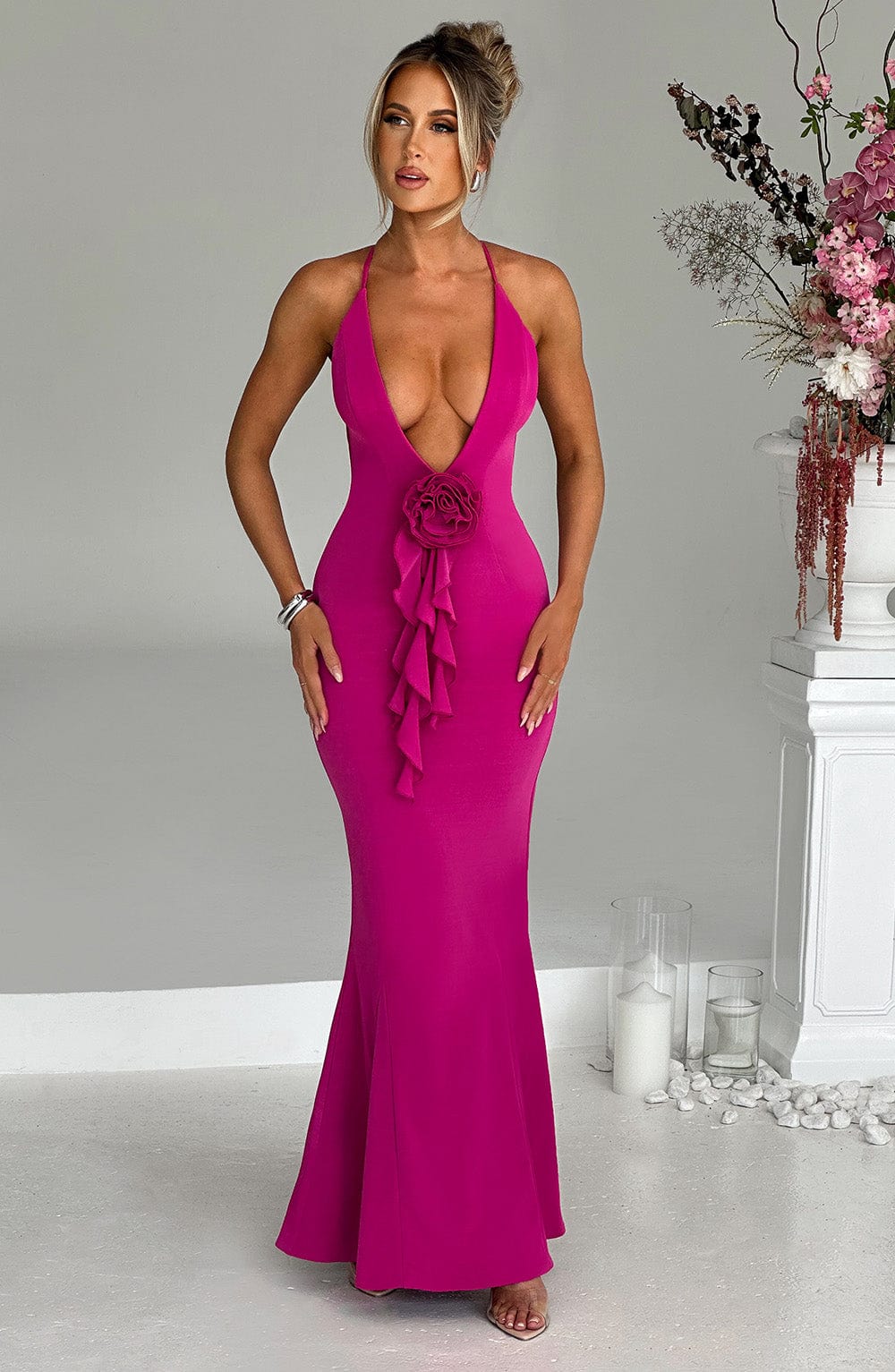 Constantina Maxi Dress - Hot Pink