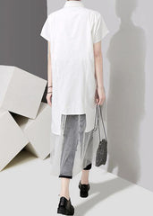 Style Cotton Long Shirts Century Summer Irregular Patchwork Mesh Short Sleeve Dress