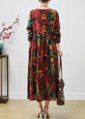 Art Mulberry Cinched Print Cotton Long Dress Spring