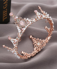 Art Pink Alloy Inlaid Zircon Crystal Beads Kids Crown