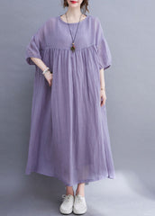 Art Purple Patchwork Long Beach Dress Summer