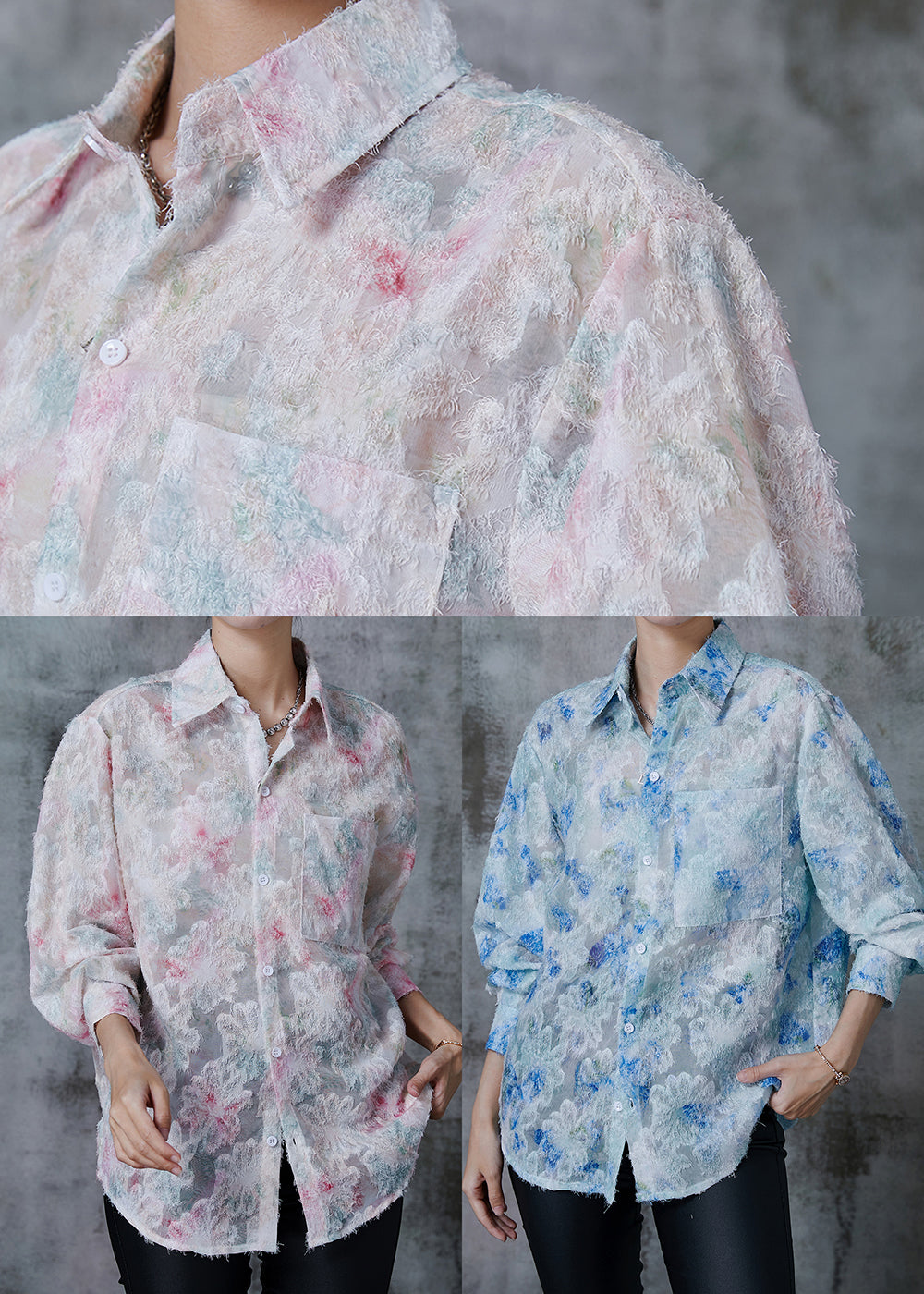 Blue Tie Dye UPF 50+ Shirt Tops Tasseled Summer