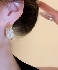 Boutique Gold Copper Alloy Crystal Nets Hoop Earrings