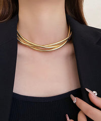 Casual Gold Metal Alloy Layered Choker