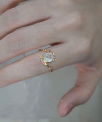 Chinese Style Gold Sterling Silver Overgild Crystal Bamboo Joint Rings