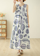 Classy Beige O-Neck Print Holiday Long Dress Summer