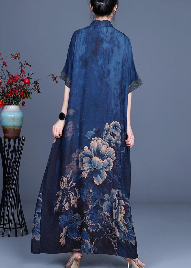 Classy Green flowers Patchwork Oriental Long Dress Summer