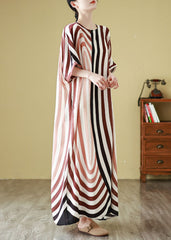 Diy Colorblock Oversized Striped Cotton Robe Dresses Summer