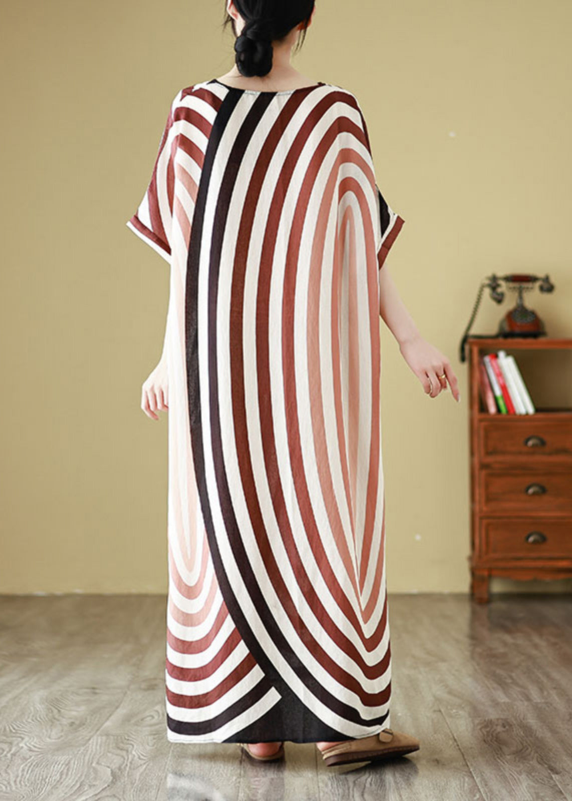 Diy Colorblock Oversized Striped Cotton Robe Dresses Summer