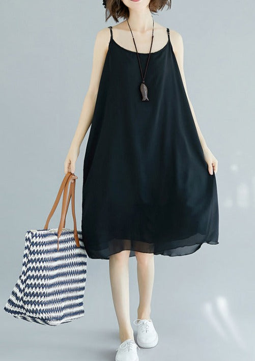 Handmade Black geometry chiffon clothes For Women Spaghetti Strap Maxi Summer Dress