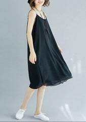 Handmade Black geometry chiffon clothes For Women Spaghetti Strap Maxi Summer Dress