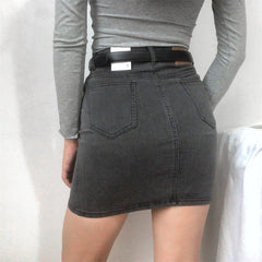Retro High-Waisted Denim Skirt