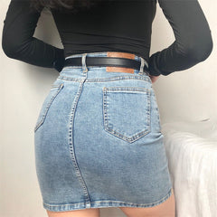Retro High-Waisted Denim Skirt