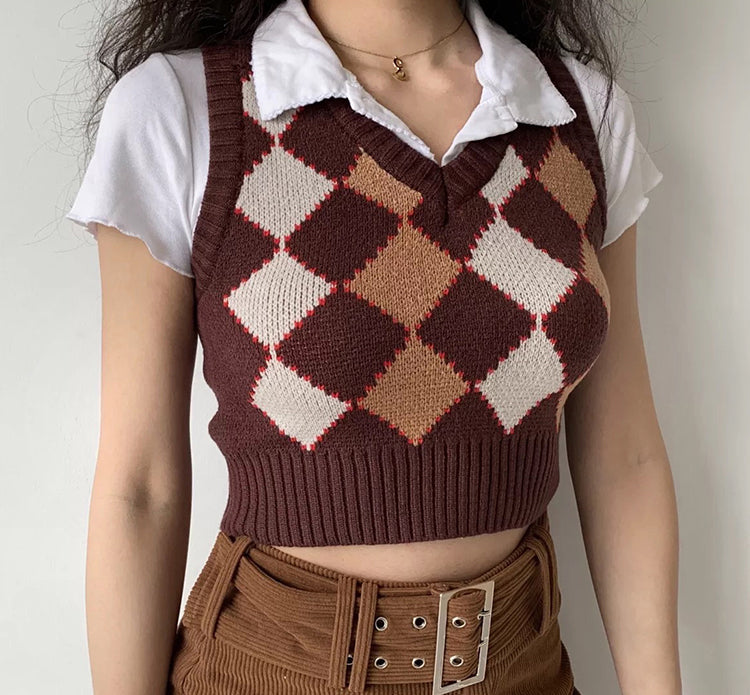 Antique Browns Argyle Vest