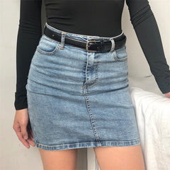 Retro High-Waisted Denim Skirt