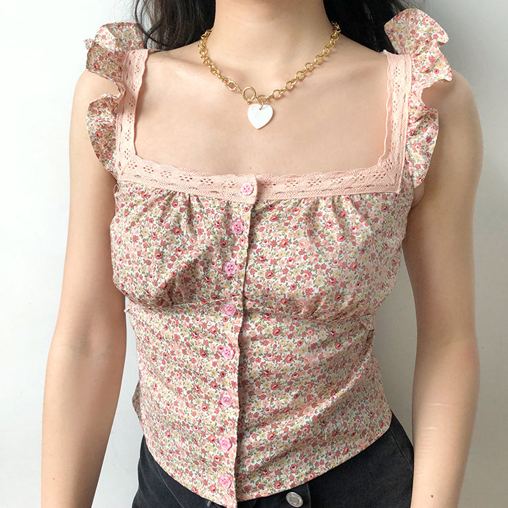 Amelie Floral Lace Tank ~ HANDMADE